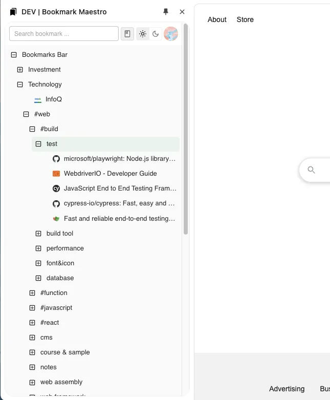 Screenshot of Chrome side panel interface